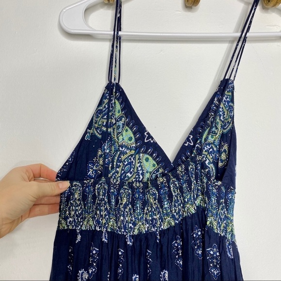 Urban Coco Blue Paisley Maxi Dress with Spaghetti Straps – Size Small - Picture 5 of 8
